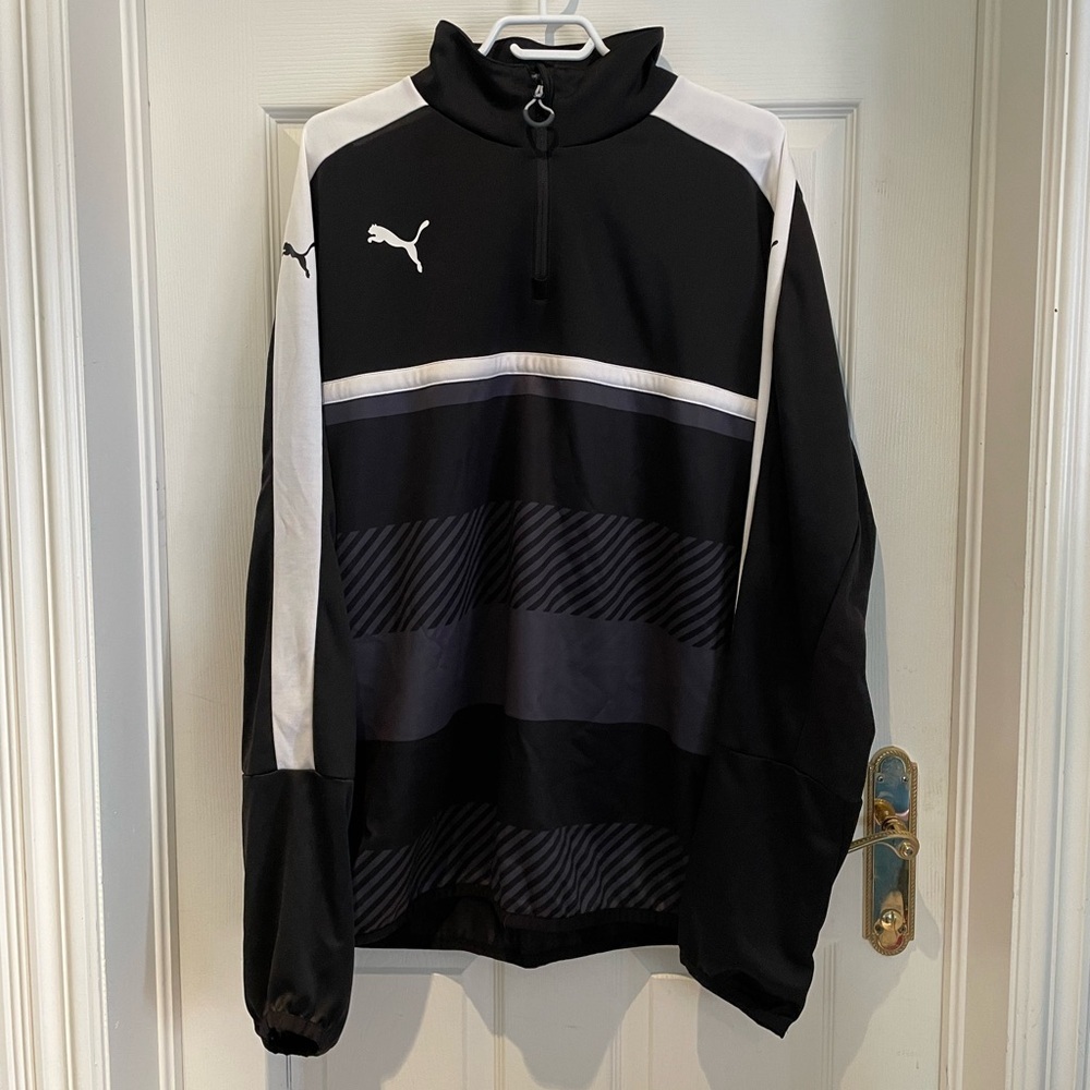 Puma Black and White Half-Zip Track Sweater